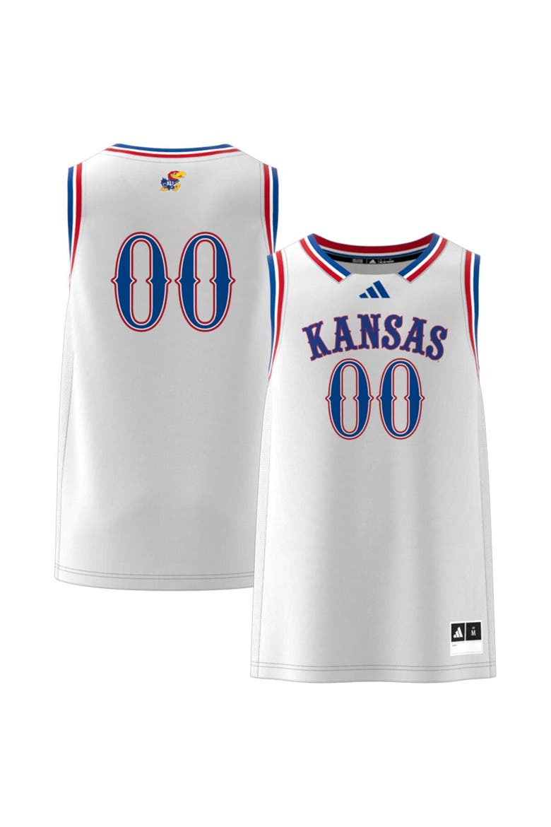 Men's adidas #00 White Kansas Jayhawks Swingman Jersey, Alternate, color, White