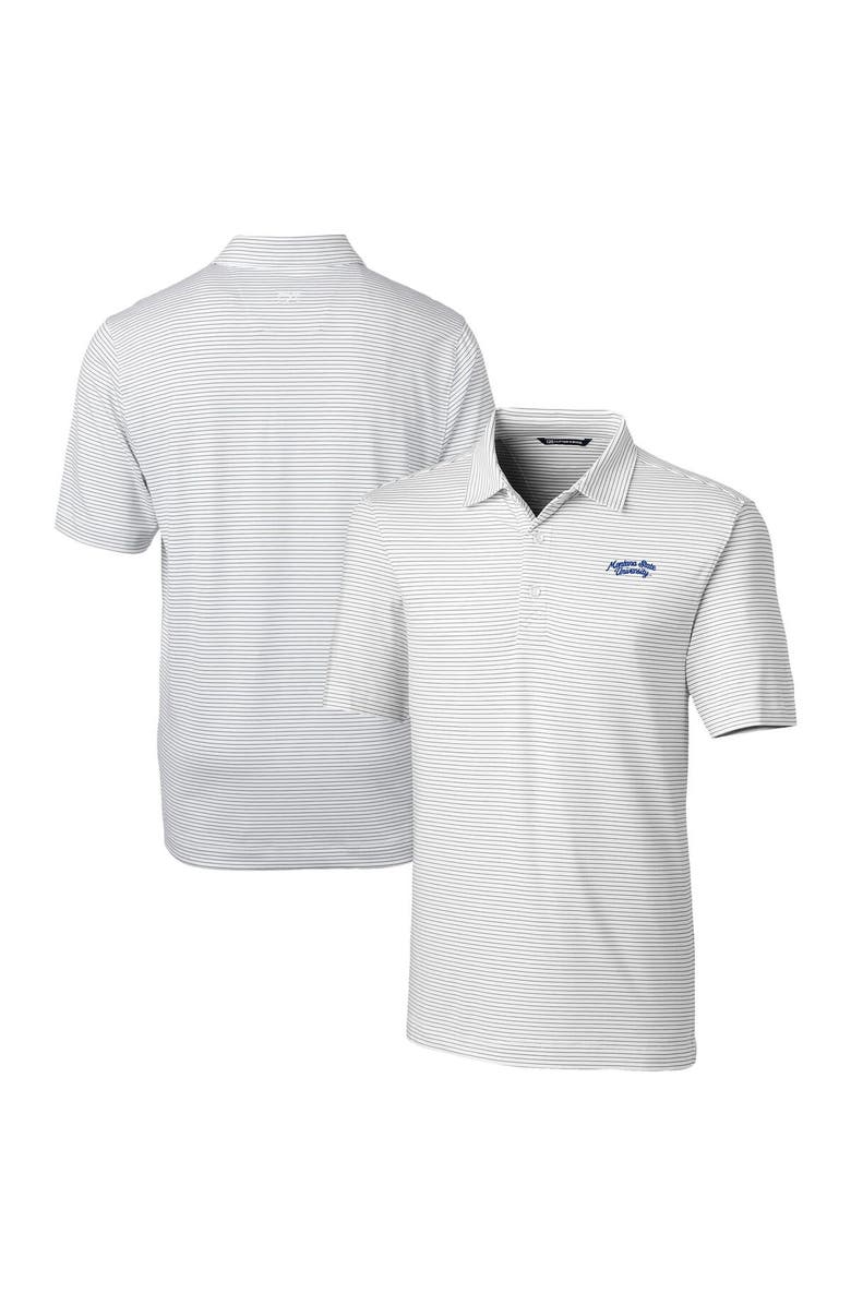 Cutter & Buck Men's Cutter & Buck White Montana State Bobcats Vault Forge Pencil Stripe Stretch Polo, Main, color,