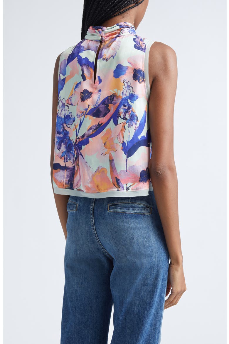 Lina Floral Print Sleeveless Top, Alternate, color, SEAFOAM MULTI