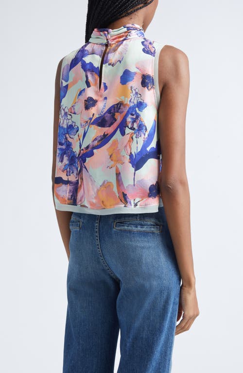 Derek Lam 10 Crosby Lina Floral Print Satin Mock Neck Top In Multi In Multi