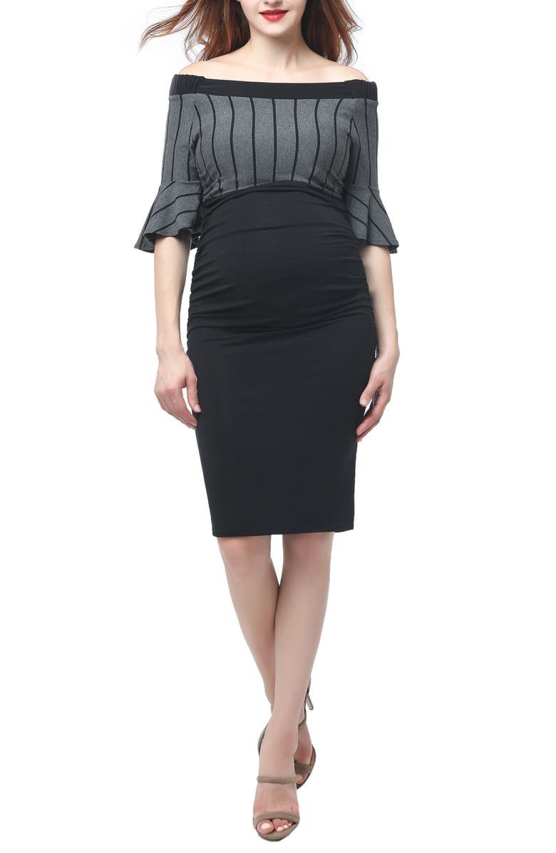 Kimi and Kai Josephine Off the Shoulder Body-Con Maternity Dress, Main, color,