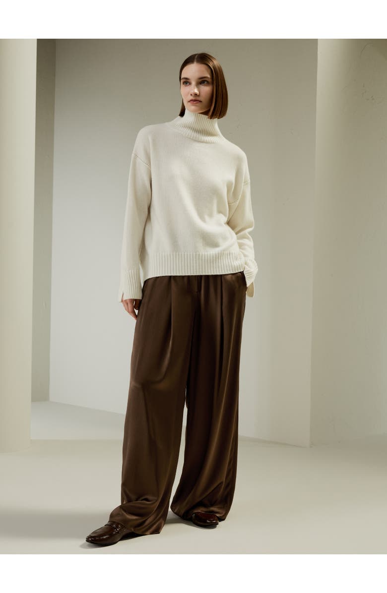 Lilysilk Turtleneck Relaxed-Fit Cashmere Sweater, Alternate, color, White