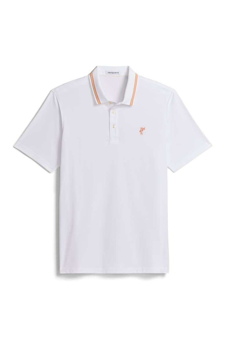 The Golfman Polo, Alternate, color, White/Sunrise/Taupe