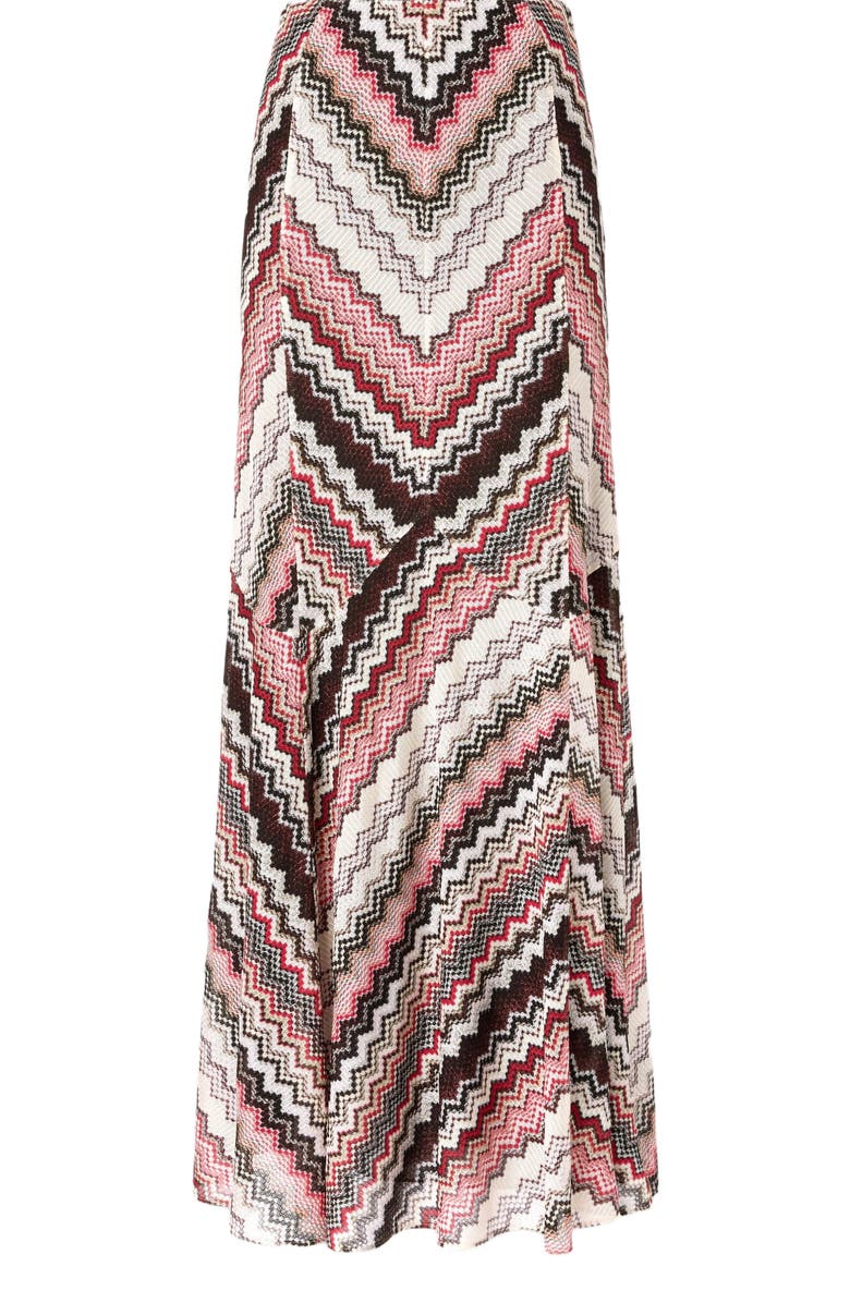 Missoni Long Flared Skirt With Lamé Serrated Zig Zag Pattern, Alternate, color, 