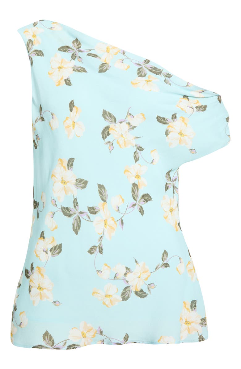 Favorite Daughter The Side Note One-Shoulder Floral Top, Main, color, Aqua Floral