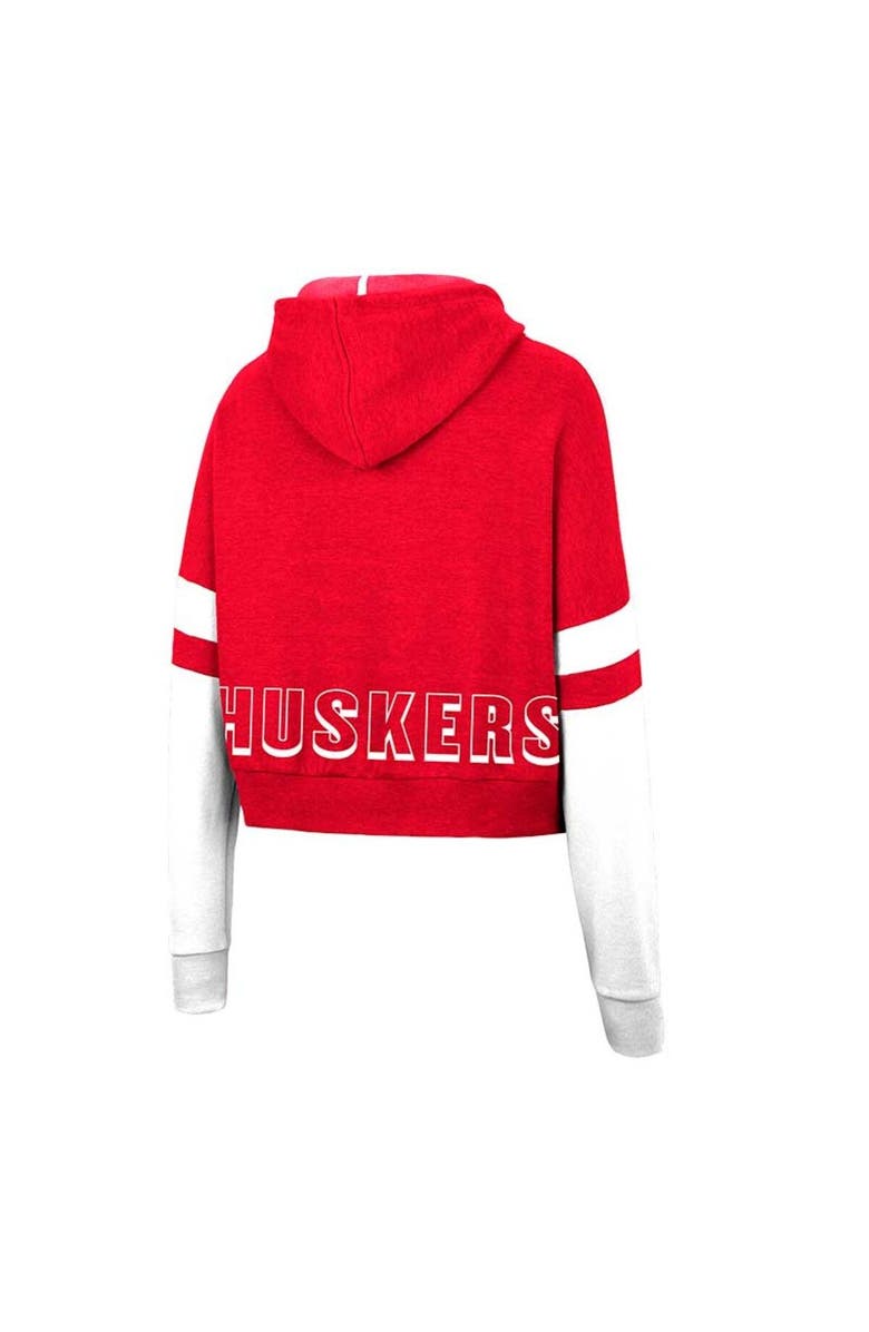 COLOSSEUM Women's Colosseum Scarlet Nebraska Huskers Throwback Stripe Arch Logo Cropped Pullover Hoodie, Alternate, color, 