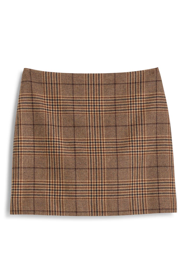 Plaid Recycled Wool Blend A-Line Miniskirt, Alternate, color, BROWN BLACK PLAID MULTI