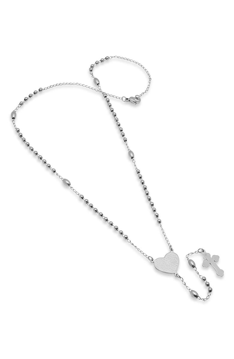 HMY JEWELRY The Lords Prayer Rosary Necklace, Alternate, color, Metallic