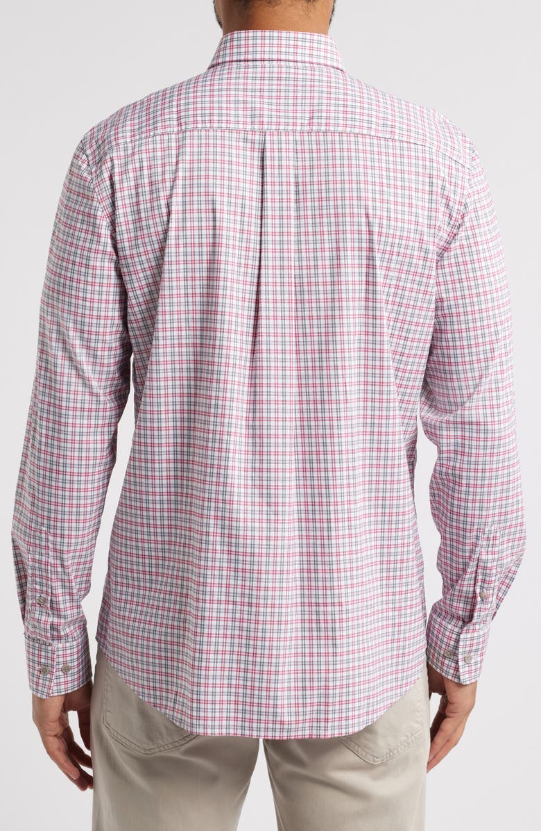 johnnie-O Morganstern Plaid Tucked Cotton Blend Button-Down Shirt, Alternate, color, Malibu Red