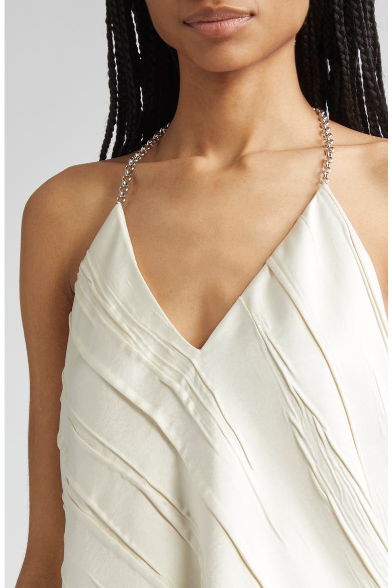 Fatuo Chain Halter Creased Satin Top, Alternate, color, IVORY
