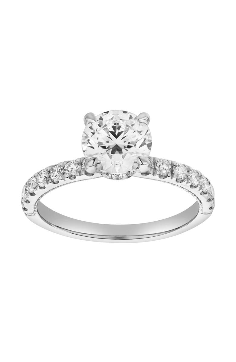LuvMyJewelry Aurielle 14K Gold Round Cut Hidden Halo Lab Grown Diamond Engagement Ring - 2 Ct, Main, color, 14K White Gold