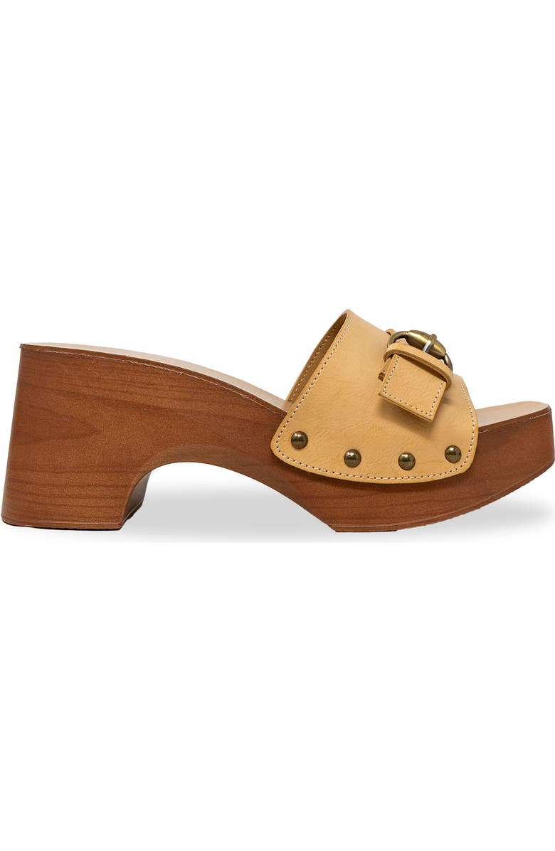 CHASE AND CHLOE Soraya Buckle Platform Wedge Slide Sandal, Alternate, color, Beige Pu