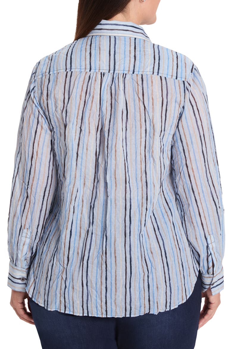 Drifty Stripe Cotton Button-Up Blouse, Alternate, color, BLUE MULTI