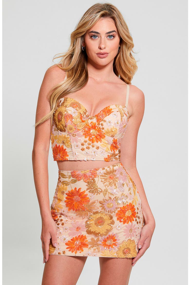 Fia Sequin Floral Underwire Crop Top, Alternate, color, SATIN ROSE MULTI