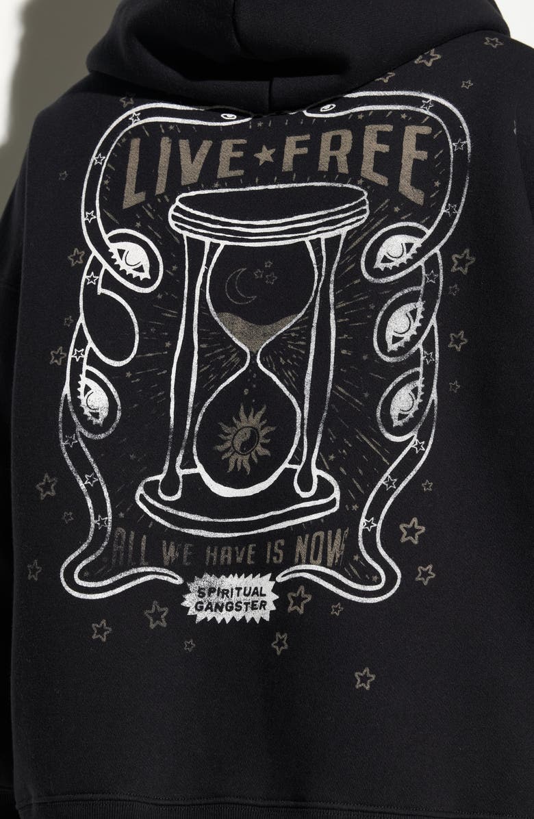 Spiritual Gangster Live Free Boyfriend Cotton Zip Hoodie, Alternate, color, Black