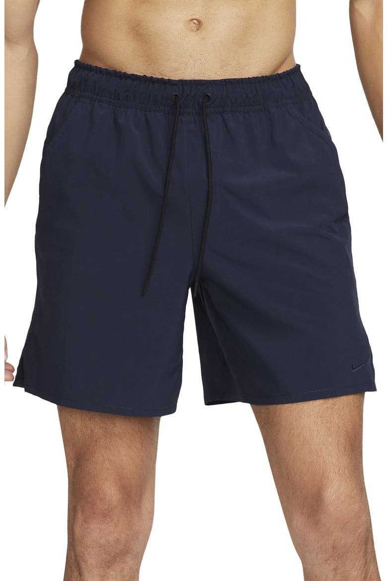 Dri-FIT Unlimited 7-Inch Unlined Athletic Shorts, Main, color, 451 OBSIDIAN/BLACK/OBSIDIAN
