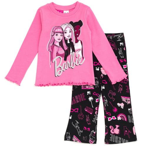 Barbie Kids'  Long Sleeve T-shirt & Flare Pants Set In Pink