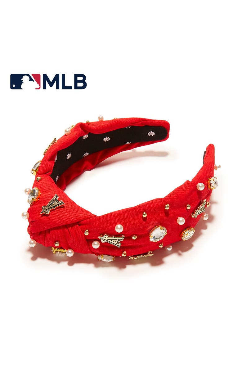 Lele Sadoughi MLB Los Angeles Angels Embellished Headband, Main, color, Red 600
