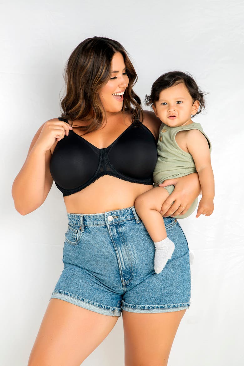 Leila Underwire Semless Cup Nursing Bra, Alternate, color, Black