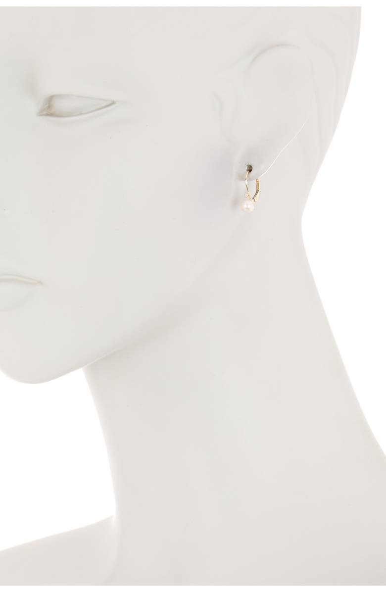 SPLENDID PEARLS 14K Yellow Gold Diamond Accented 5-5.5mm Cultured Freshwater Pearl Earrings, Alternate, color,
