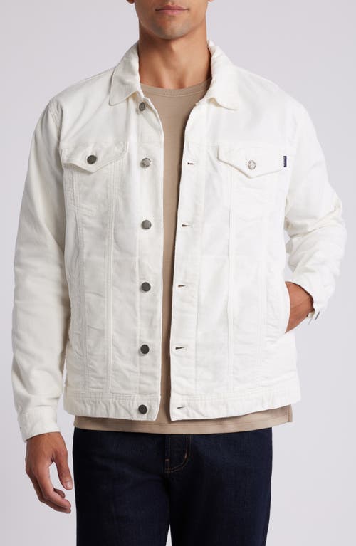 Stone Rose Stretch Corduroy Trucker Jacket in Cream 