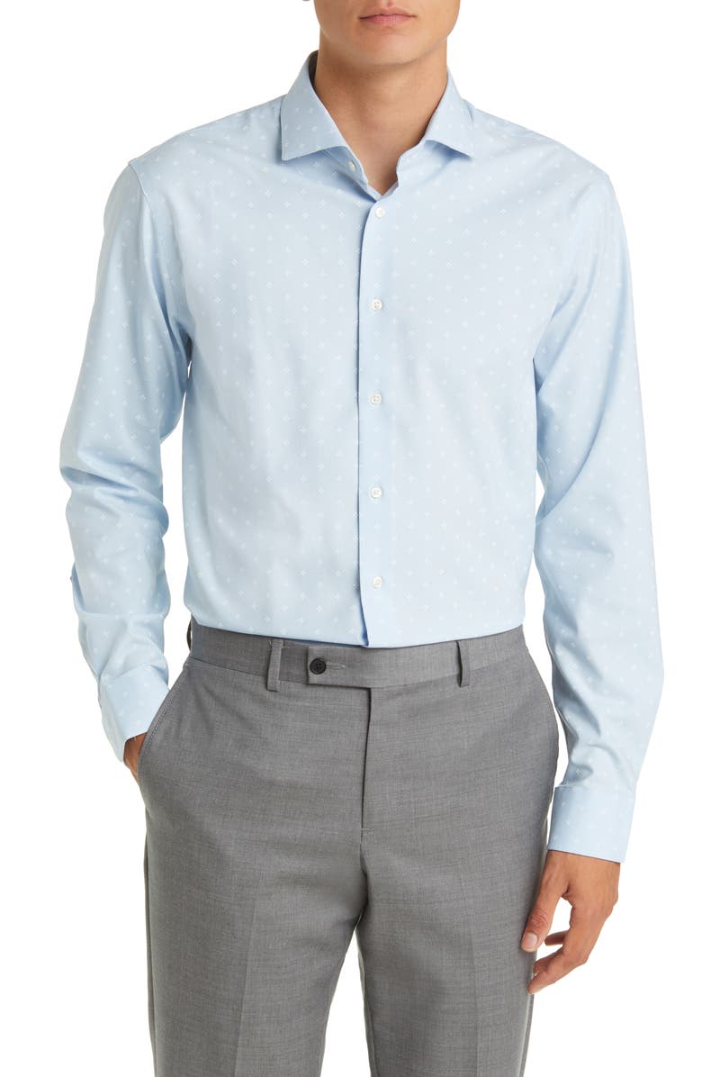 Nordstrom Trim Fit Non-Iron Stretch Dress Shirt, Main, color, 