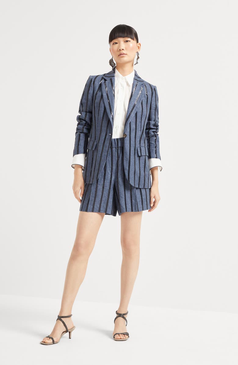 Brunello Cucinelli Dazzling Embroidery Baggy shorts, Alternate, color, 