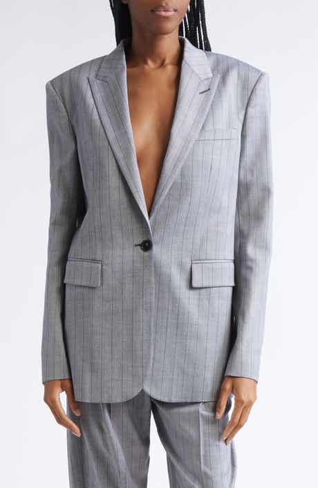 Stella McCartney Pinstripe Single Breasted Stretch Wool Jacket