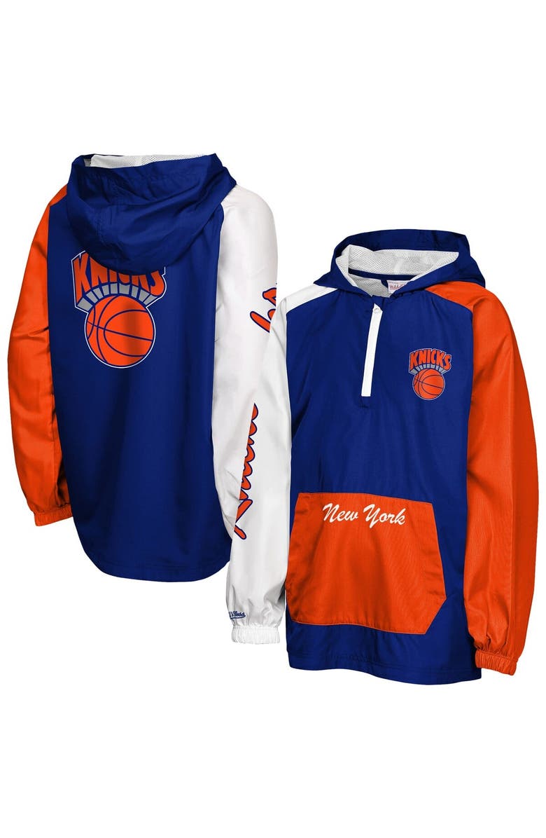 Mitchell & Ness Youth Mitchell & Ness Blue New York Knicks Playoff Anorak Quarter-Zip Windbreaker, Main, color, Blue