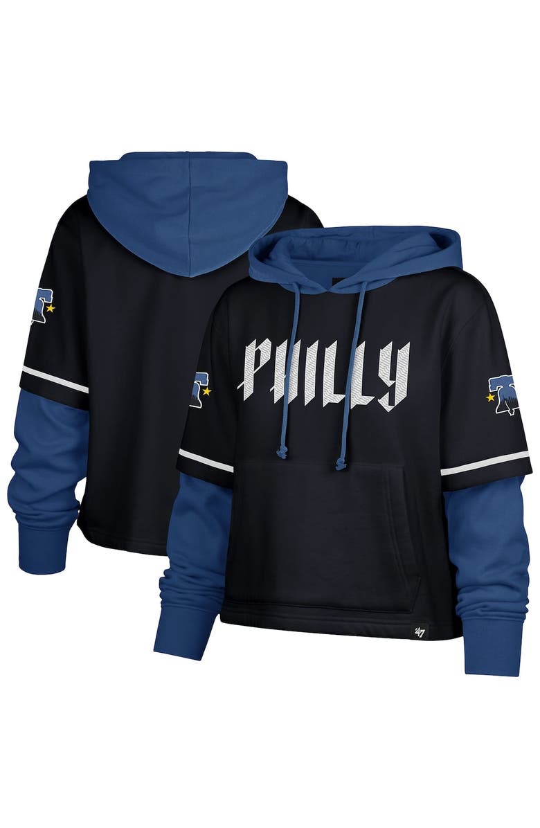'47 Women's '47 Navy Philadelphia Phillies City Connect Shortstop Cropped Pullover Hoodie, Alternate, color, Navy