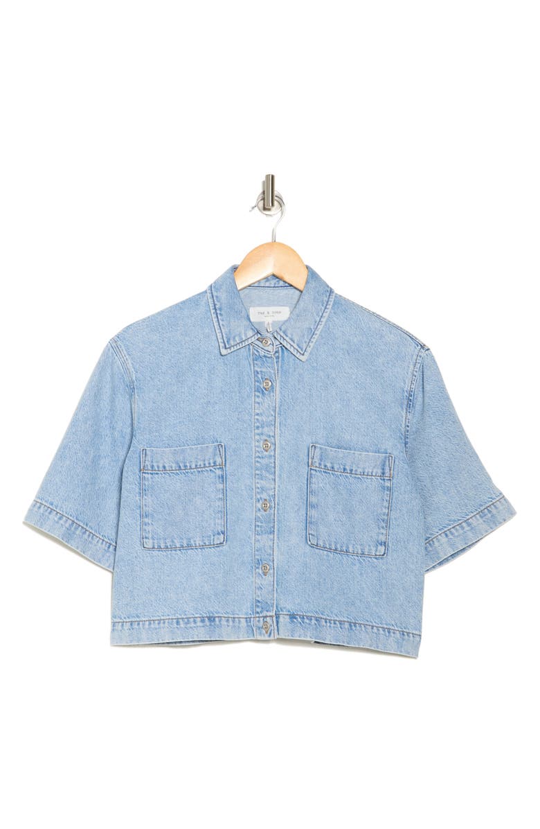 rag & bone Lana Crop Denim Button-Up Shirt, Alternate, color,