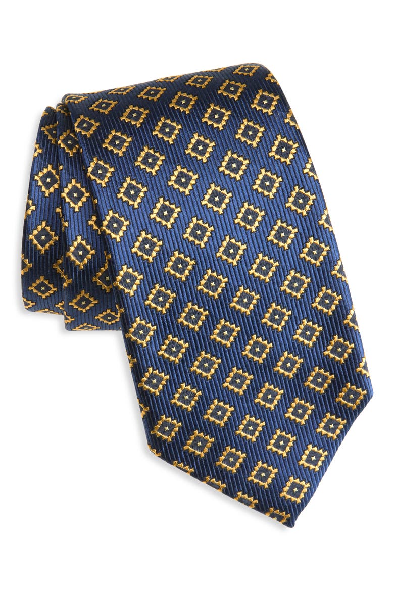 Medallion Silk Tie, Main, color, YELLOW
