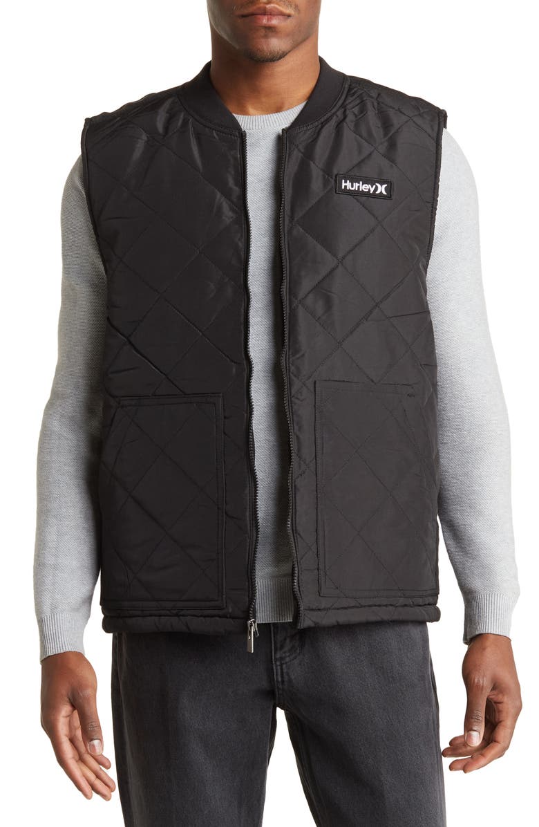 Hurley Malone Faux Shearling Lined Quilted Puffer Vest, Main, color, 
