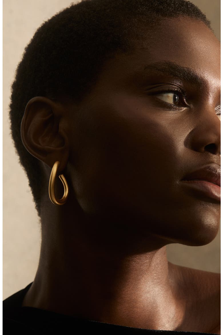 Freya Wave Hoop Earrings, Alternate, color, GOLD TONE