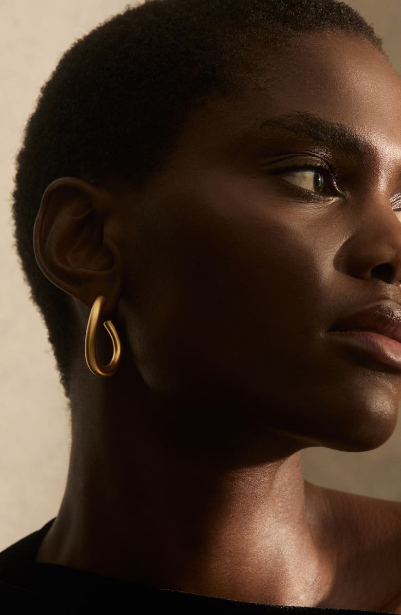 Reiss Freya Wave Hoop Earrings, Alternate, color, Gold Tone