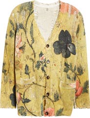 R13 Ripped Floral Cardigan