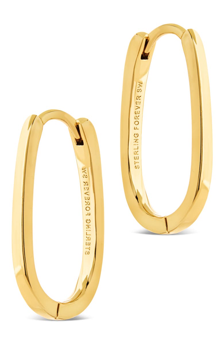 Sterling Forever Zuxana Polished Oval Hoop Drop Earrings, Alternate, color, Gold