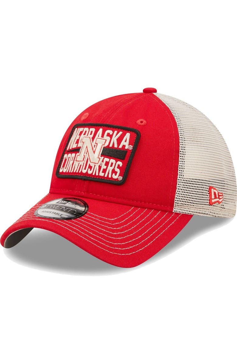New Era Men's New Era Scarlet/Natural Nebraska Huskers Devoted 9TWENTY Adjustable Hat, Main, color,