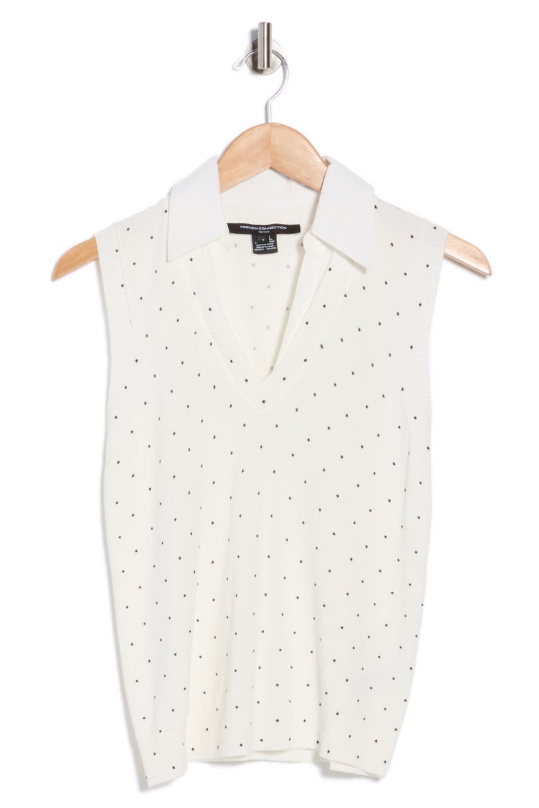 Mixed Media Sweater Vest, Alternate, color, CREAM/ BLACK POLKA DOT