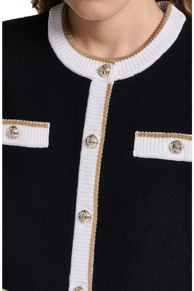 4-Pocket Cardigan, Alternate, color, BLACK/ SOFT WHITE/ GOLD