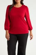 AK ANNE KLEIN Puff Sleeve Knit Top