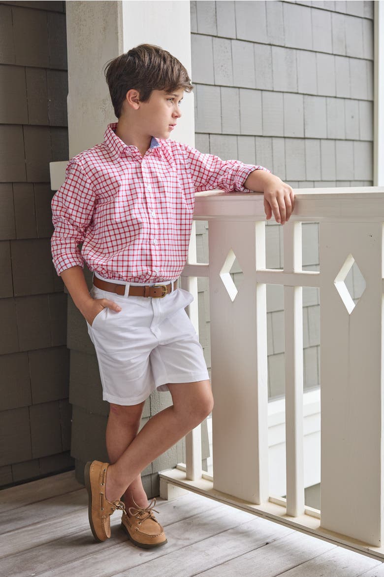 Kids' Plaid Button Down Shirt Blend, Alternate, color, Red Windowpane
