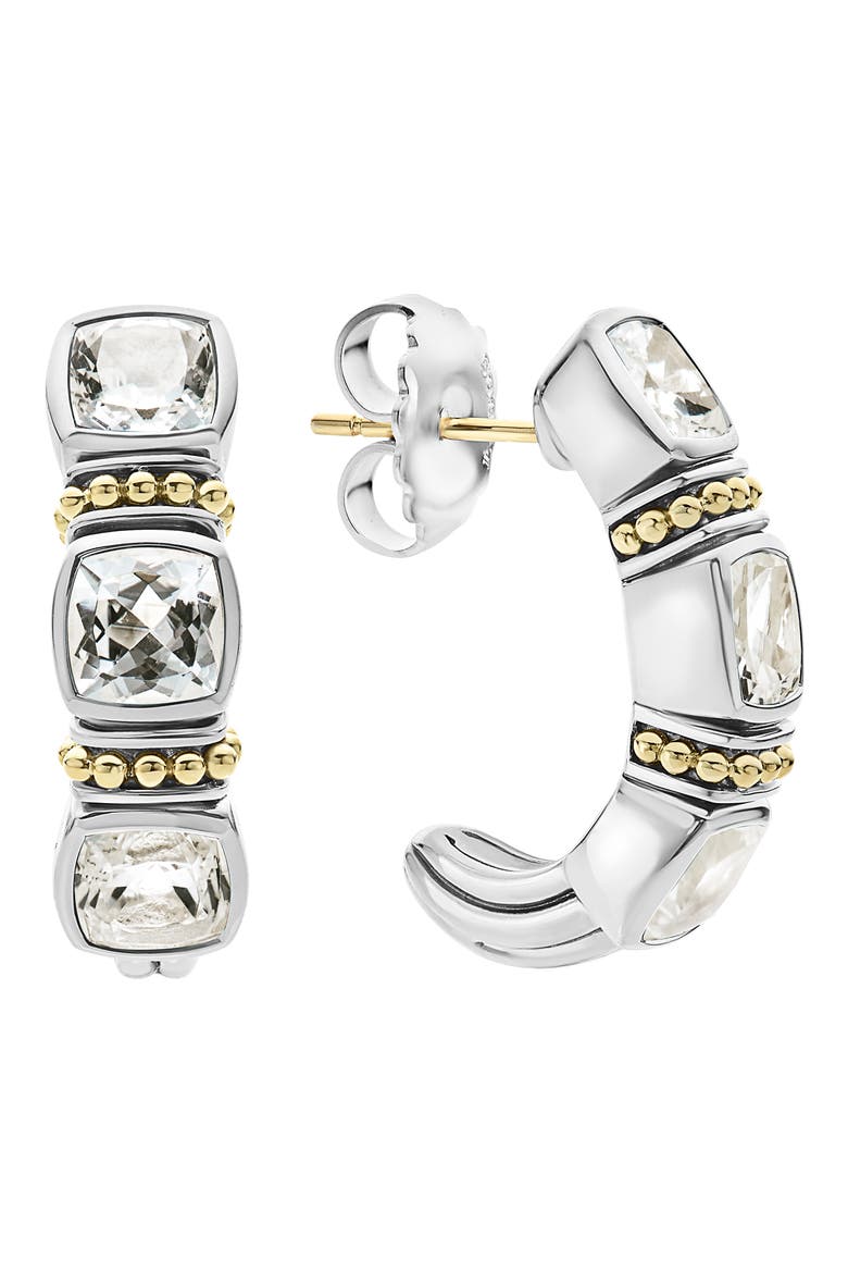 Caviar Color White Topaz Hoop Earrings video