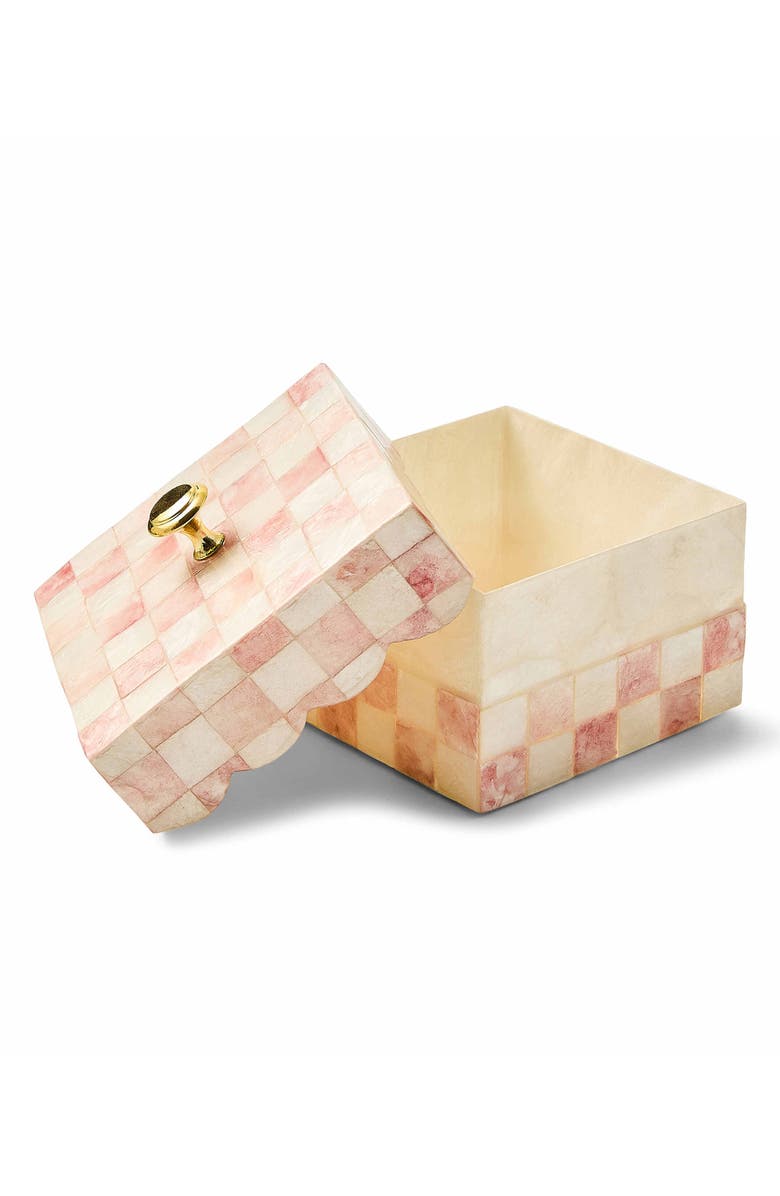 MACKENZIE CHILDS Rosy Check Capiz Scalloped Box, Alternate, color, Rosy