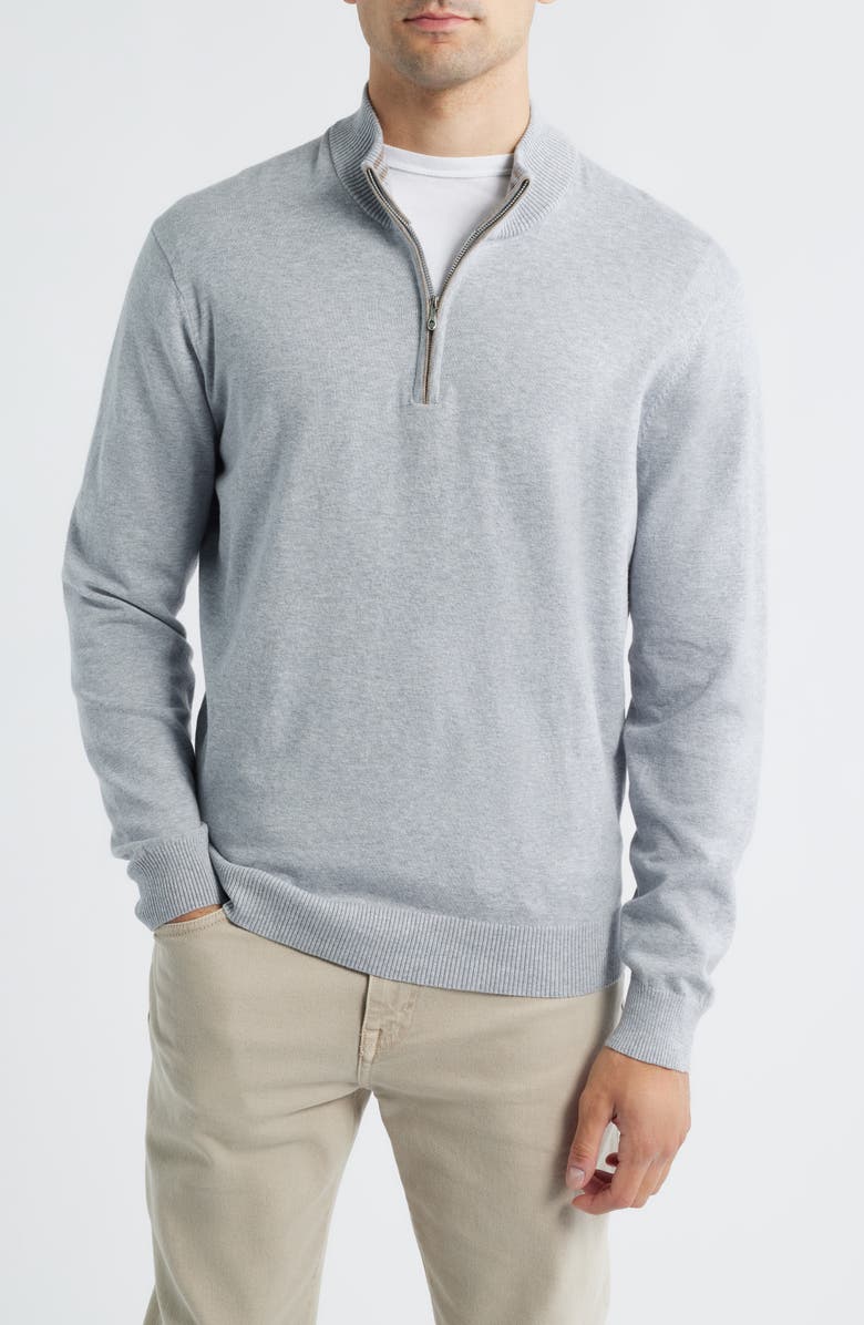 johnnie-O Desmond Half Zip Sweater, Main, color, Pebble