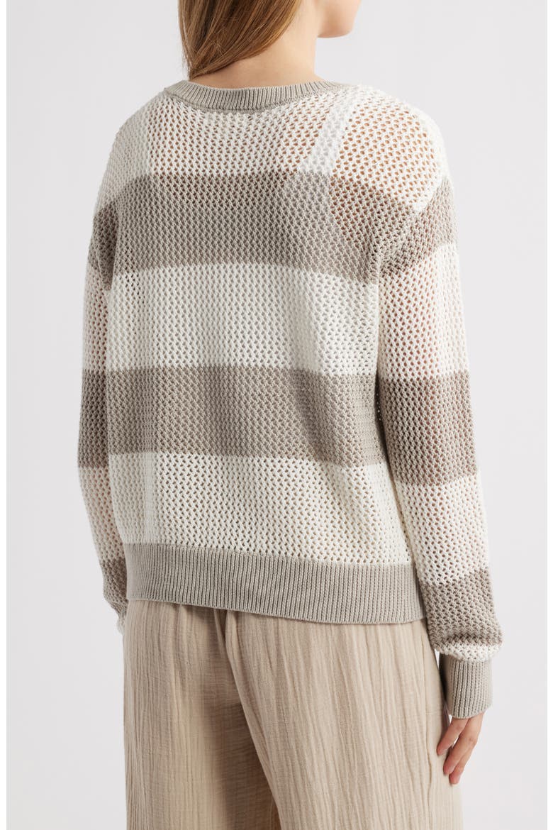 Tresa Stripe Crochet Crewneck Sweater, Alternate, color, NATURAL/IVORY