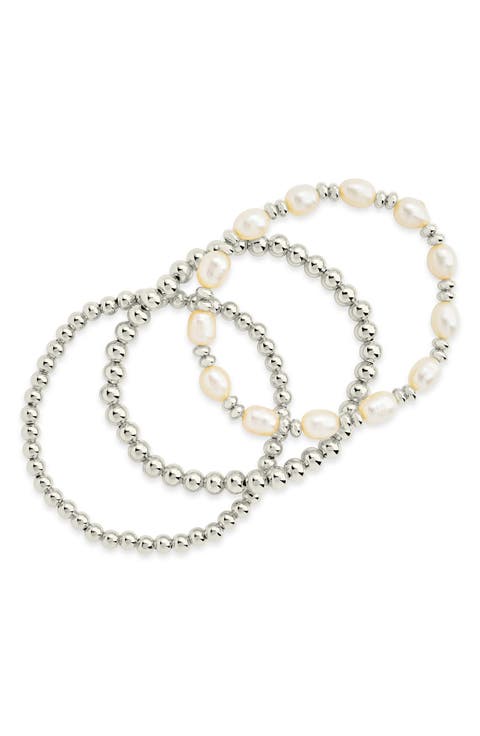 Viola Set of 3 Pearl Beaded Bracelets