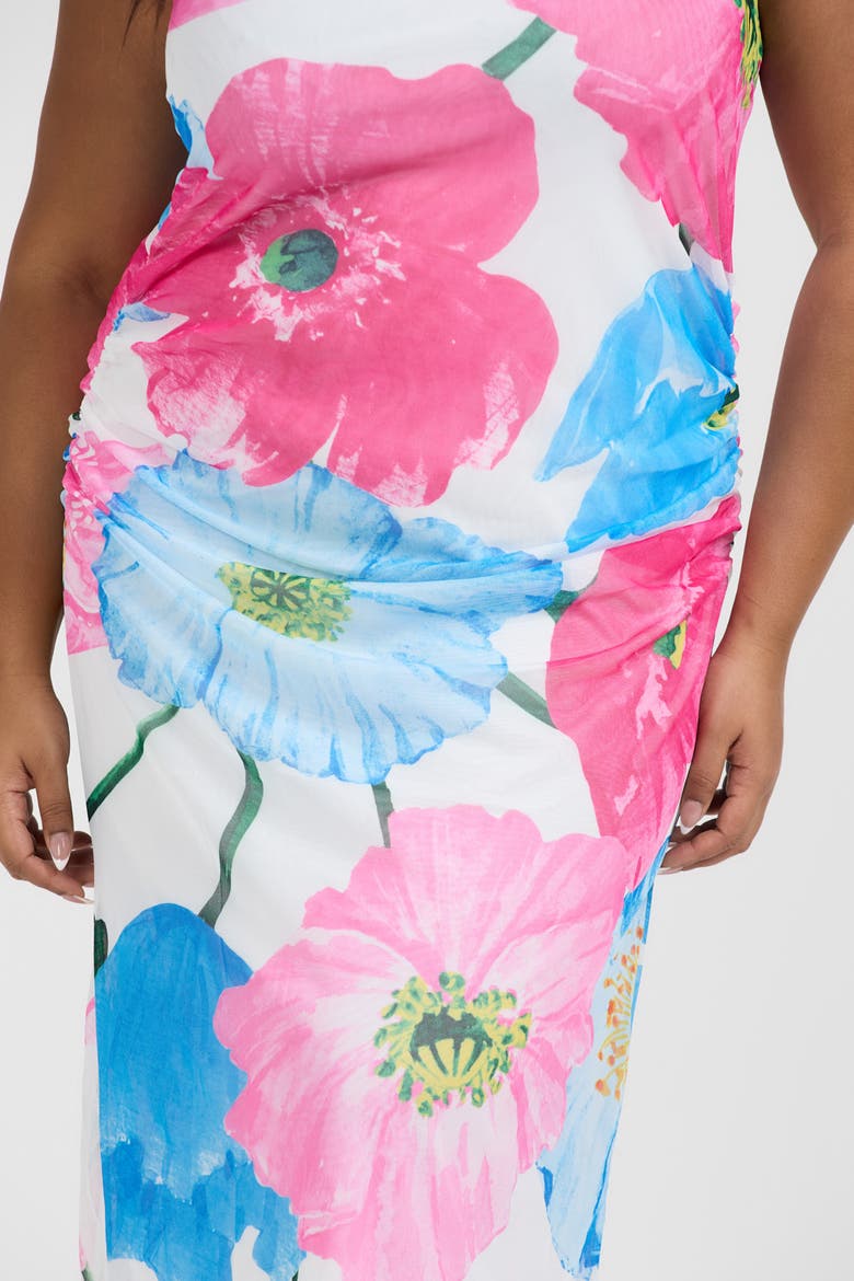 Curve Mesh Maxi Dress, Alternate, color, Pink