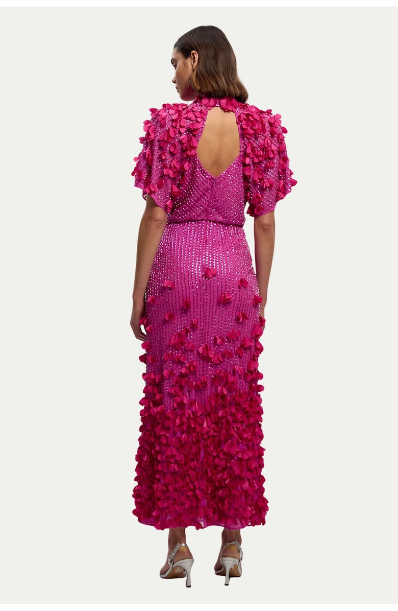 Karen Millen Crystal Applique Angel Sleeve Maxi Dress, Alternate, color, Hot Pink