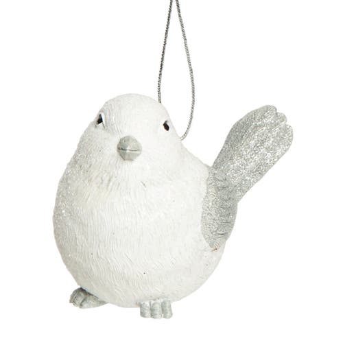 Transpac Resin White Christmas Wing Bird Ornament